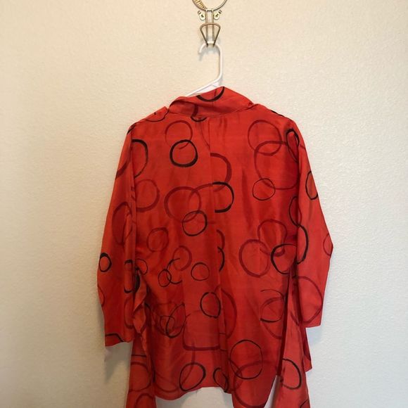 Alexis Abrams 100% Silk Red Wrap Blouse Medium - Picture 5 of 5